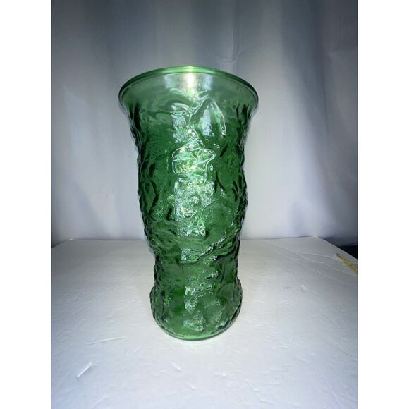 Oversized Green Crinkle Glass Vase vtg Large 11 inches Wavy Texture EO Brody HTF - Picture 11 of 16